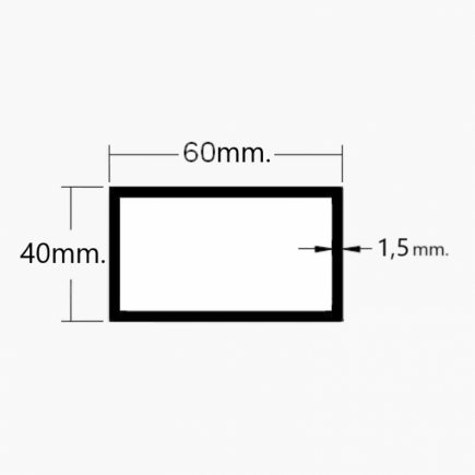 Perfil rectangular 60x40 a 1990mm. en aluminio blanco