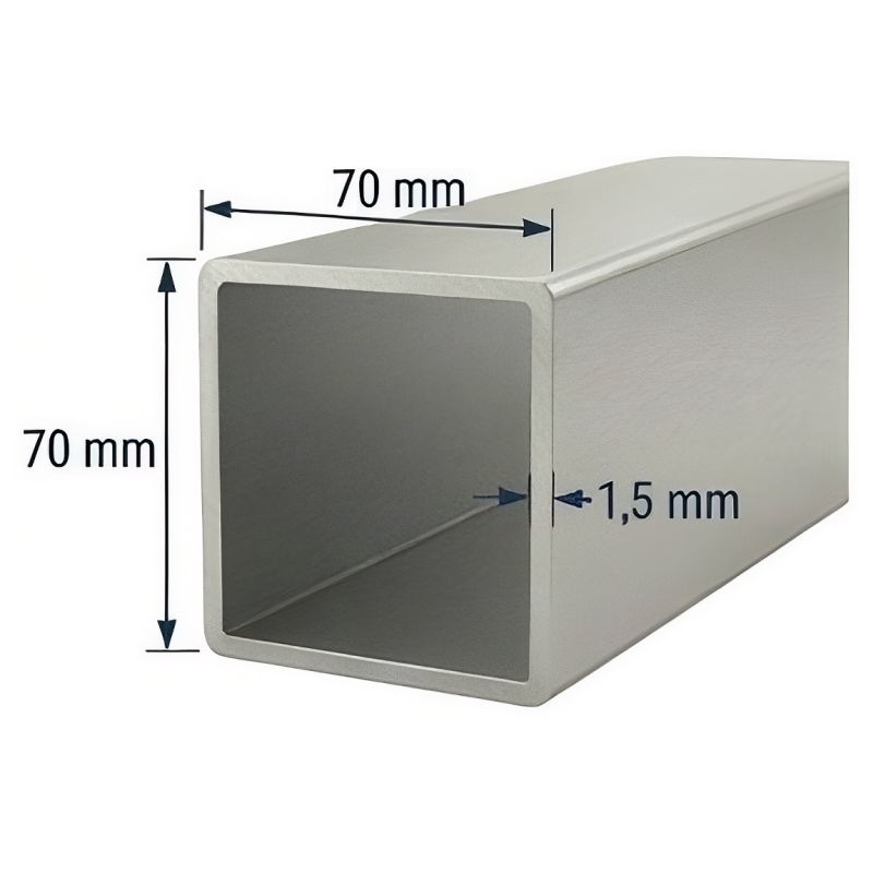 Tubo de Aluminio 70x70mm