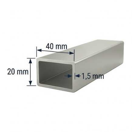 Tubo de Aluminio 40x20mm