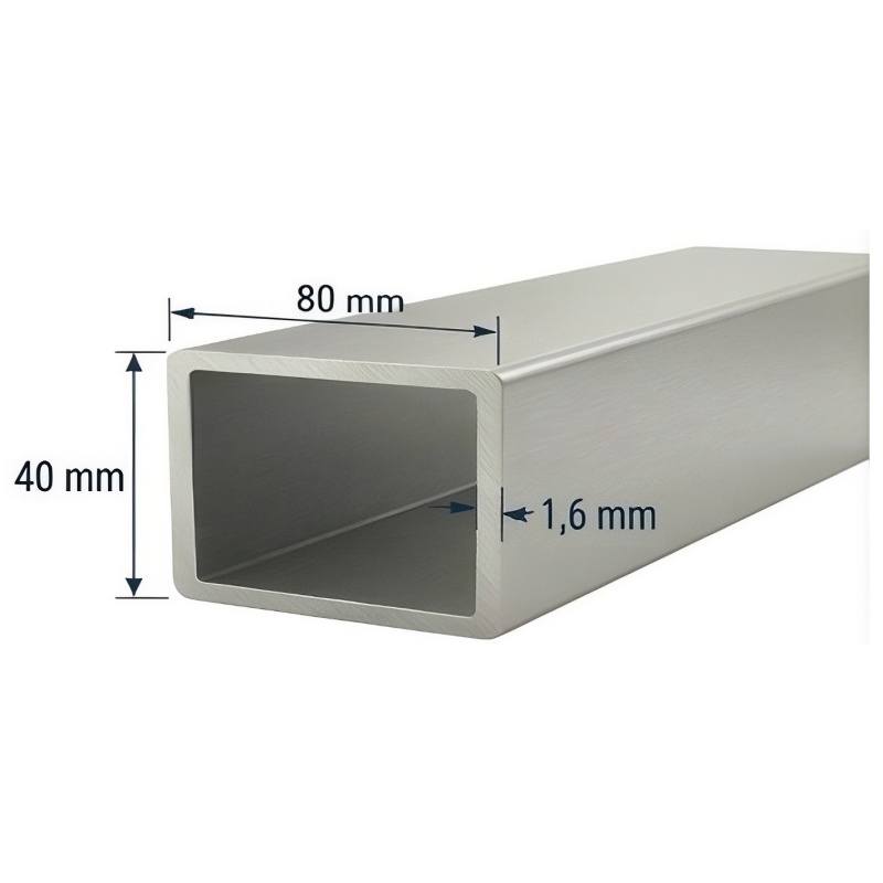 Tubo de Aluminio 80x40mm