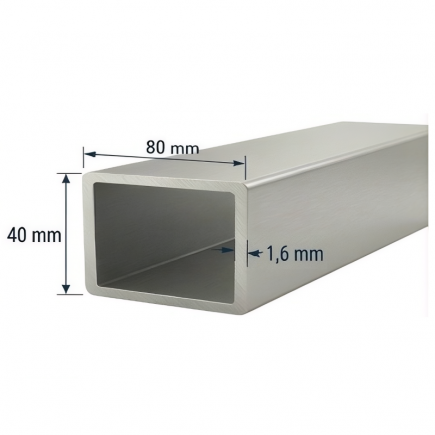 Tubo de Aluminio 80x40mm