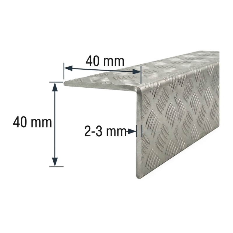 Angulo 40x40mm. en chapa estriada Angulo 40x40mm. en chapa estriada