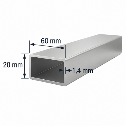 Tubo de Aluminio 60x20mm