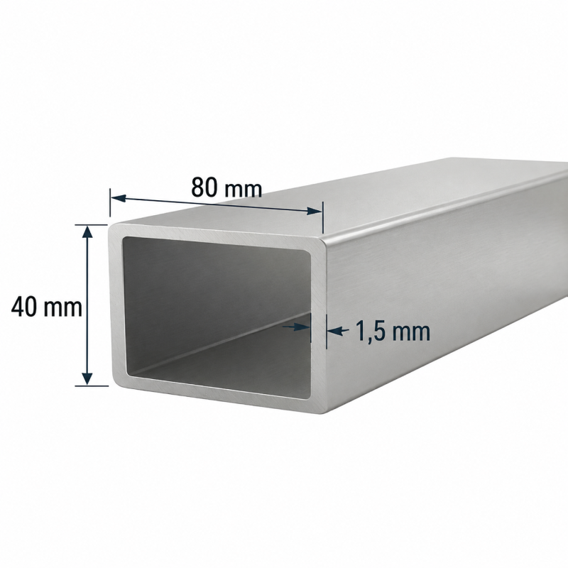 Tubo de Aluminio 80x40mm Tubo de Aluminio 80x40mm