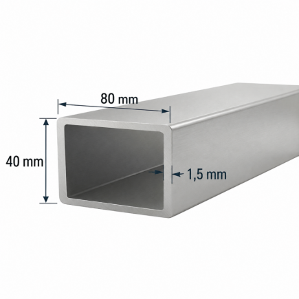 Tubo de Aluminio 80x40mm