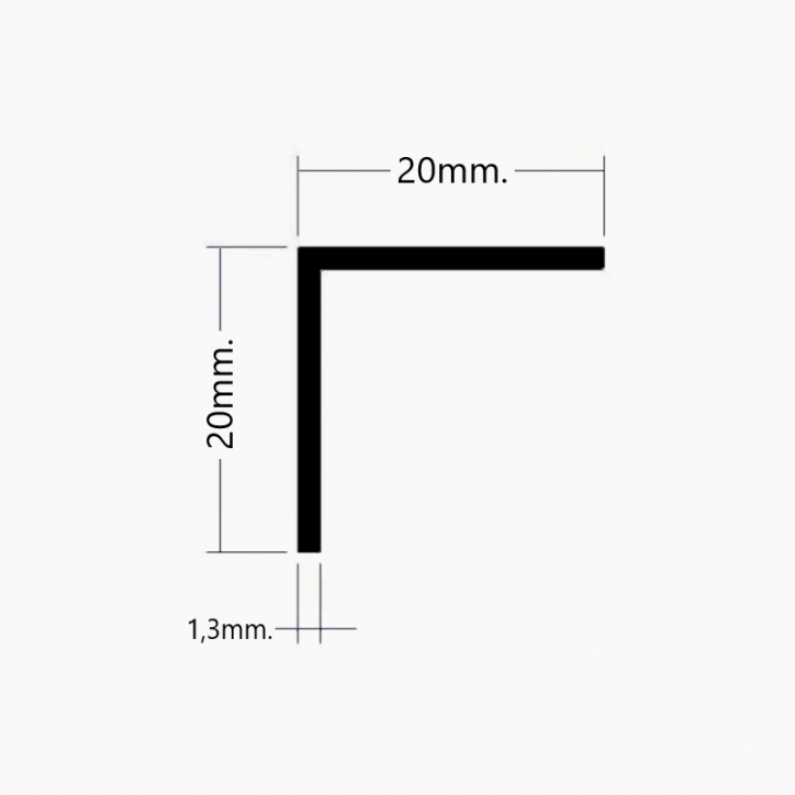 Angulo de Aluminio 20x20mm Angulo de Aluminio 20x20mm