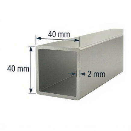 Tubo de Aluminio 40x40mm - Espesor 2mm