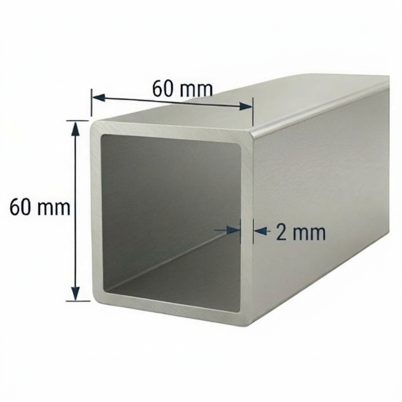 Tubo de Aluminio 60x60mm - Espesor 2mm Tubo de Aluminio 60x60mm - Espesor 2mm