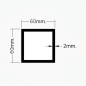 Tubo de Aluminio 60x60mm - Espesor 2mm Tubo de Aluminio 60x60mm - Espesor 2mm