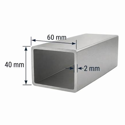 Tubo de Aluminio 60x40mm - Espesor 2mm