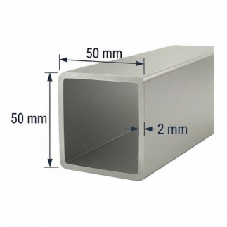 Tubo de Aluminio 50x50mm - Espesor 2mm