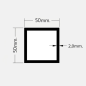 Tubo de Aluminio 50x50mm - Espesor 2mm