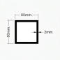 Tubo de Aluminio 80x80mm - Espesor 2mm