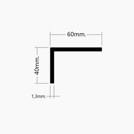 Angulo 60x40mm. en aluminio