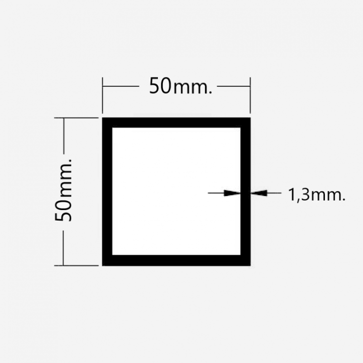 Tubo de Aluminio 50x50mm