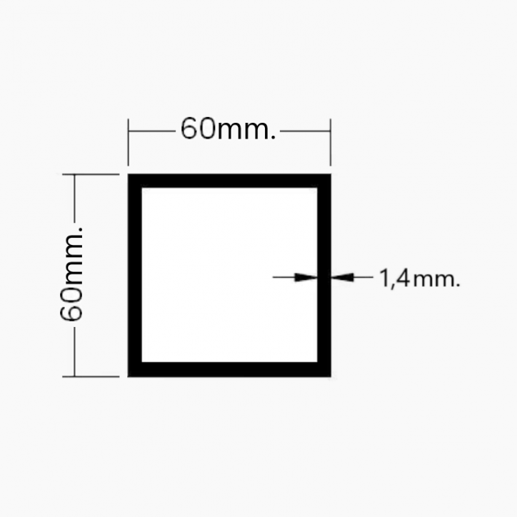 Tubo de Aluminio 60x60mm