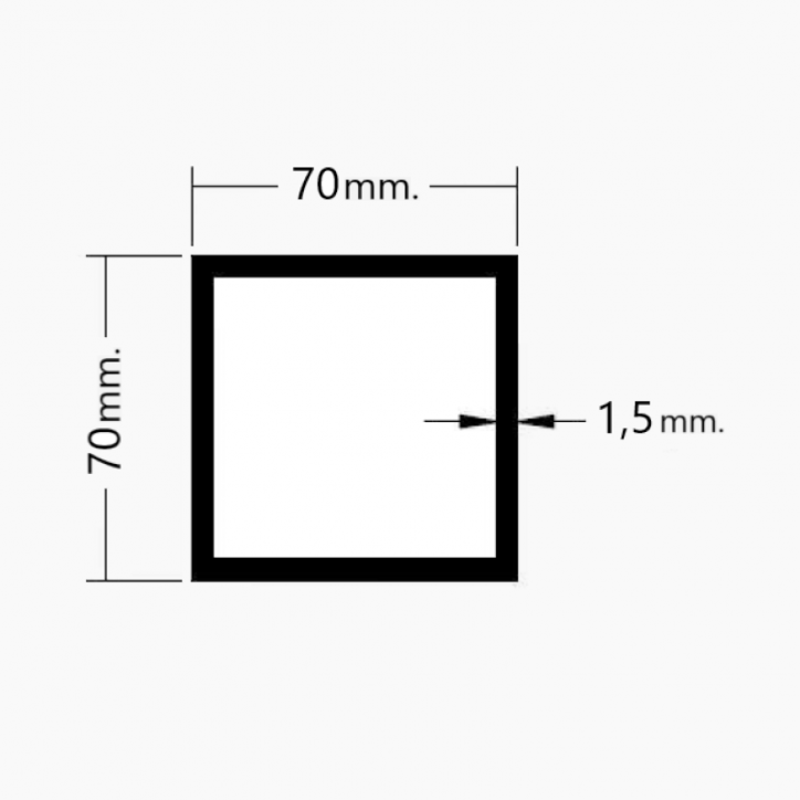 Tubo de Aluminio 70x70mm
