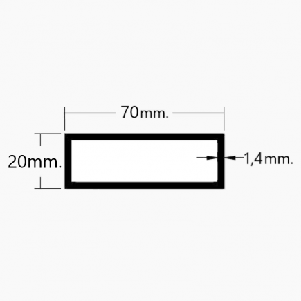Tubo de Aluminio 70x20mm