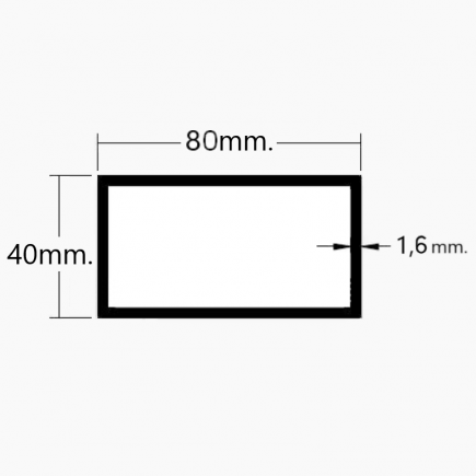 Tubo de Aluminio 80x40mm
