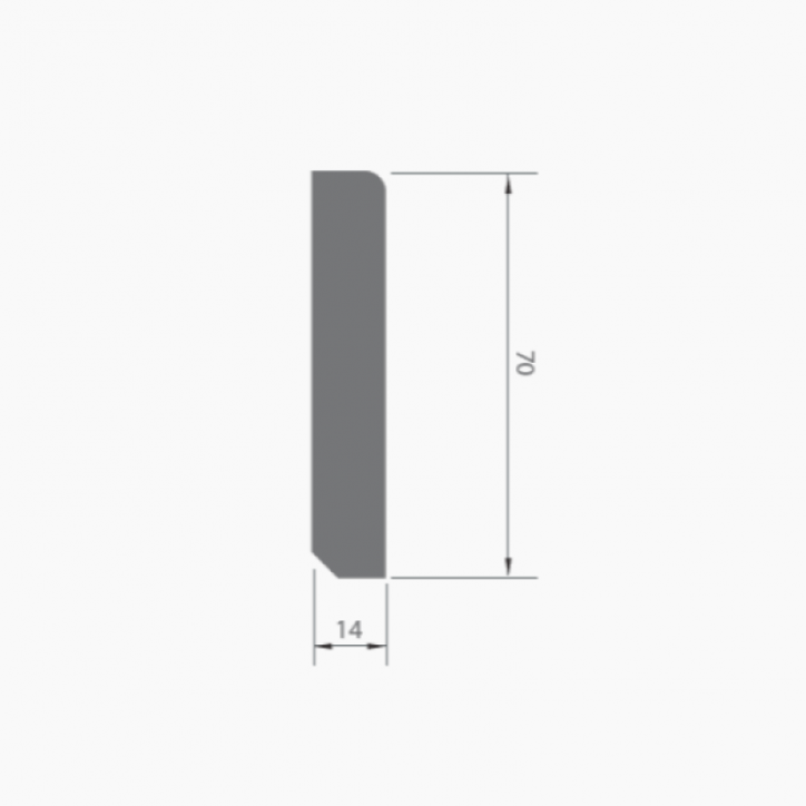 Rodapié 70 x 14 x 3000mm. en PVC